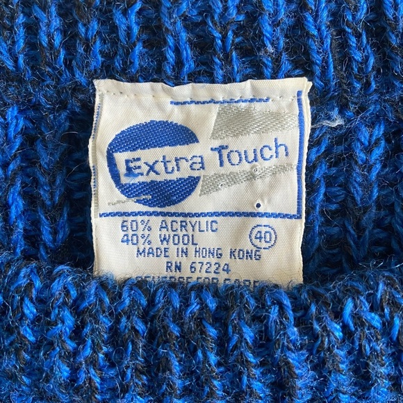 Vintage chunky wool blend sweater size L-XL Blue - Picture 6 of 10
